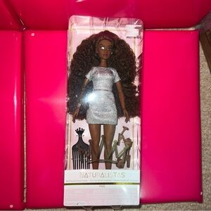 PAIGE Curly Brown Wig with Silver Dress